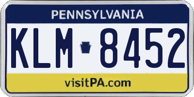 PA license plate KLM8452