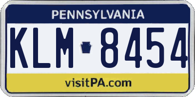 PA license plate KLM8454