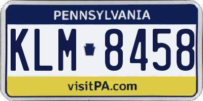 PA license plate KLM8458