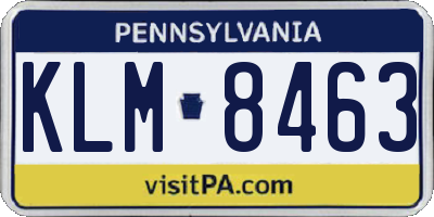 PA license plate KLM8463