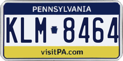 PA license plate KLM8464
