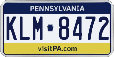 PA license plate KLM8472