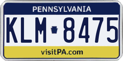 PA license plate KLM8475