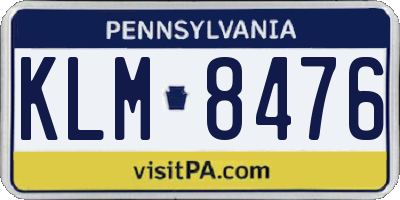 PA license plate KLM8476