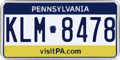 PA license plate KLM8478
