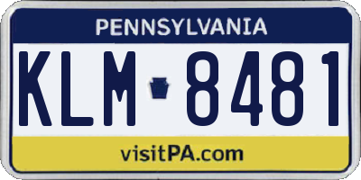 PA license plate KLM8481