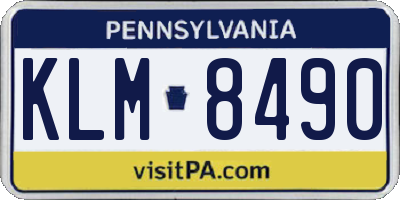 PA license plate KLM8490