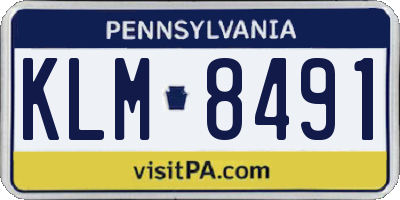 PA license plate KLM8491