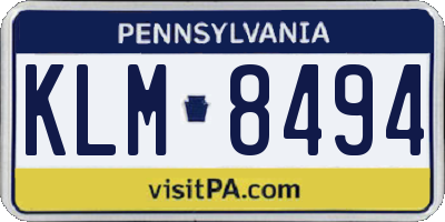 PA license plate KLM8494