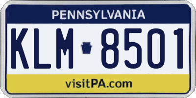 PA license plate KLM8501