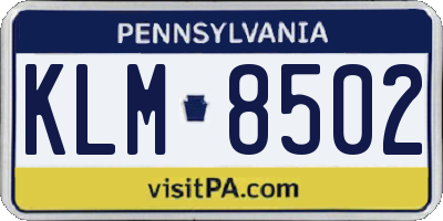 PA license plate KLM8502