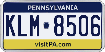 PA license plate KLM8506