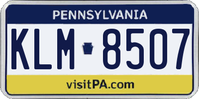 PA license plate KLM8507