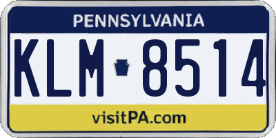 PA license plate KLM8514