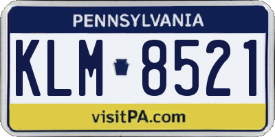 PA license plate KLM8521