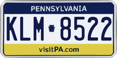 PA license plate KLM8522