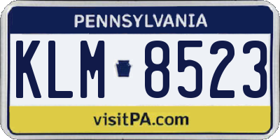 PA license plate KLM8523