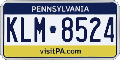 PA license plate KLM8524