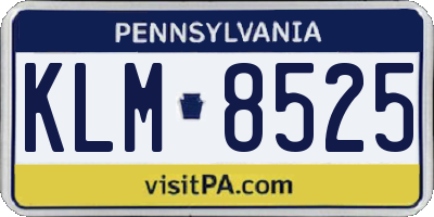 PA license plate KLM8525