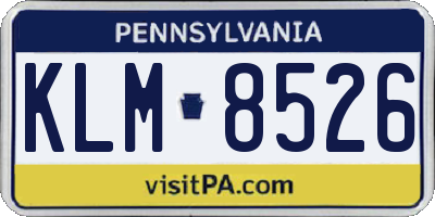 PA license plate KLM8526