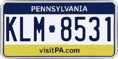 PA license plate KLM8531