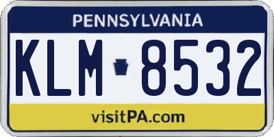 PA license plate KLM8532