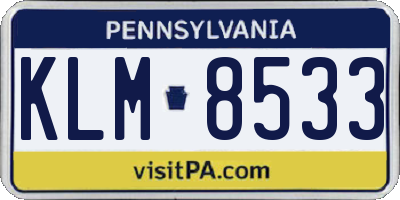 PA license plate KLM8533
