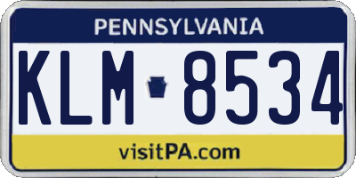 PA license plate KLM8534