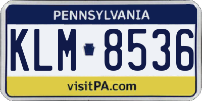 PA license plate KLM8536