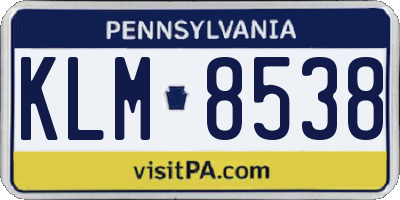 PA license plate KLM8538