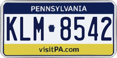 PA license plate KLM8542