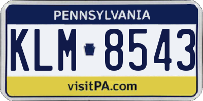 PA license plate KLM8543