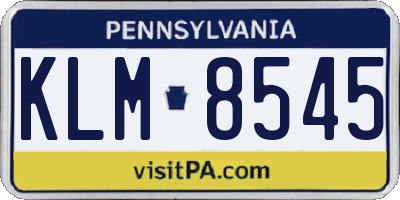 PA license plate KLM8545