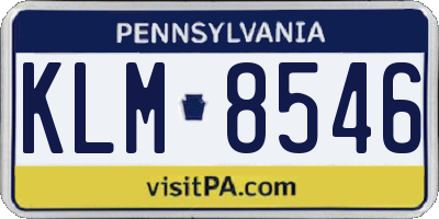 PA license plate KLM8546