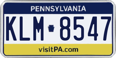 PA license plate KLM8547