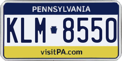 PA license plate KLM8550