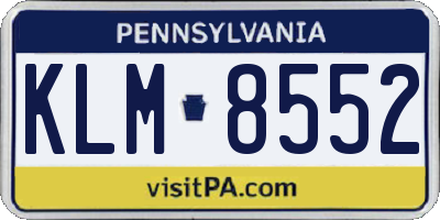 PA license plate KLM8552