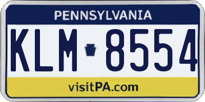 PA license plate KLM8554