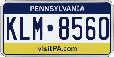 PA license plate KLM8560