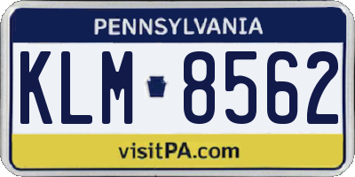 PA license plate KLM8562