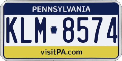 PA license plate KLM8574