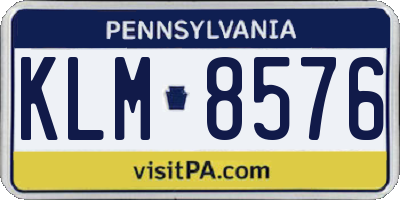 PA license plate KLM8576