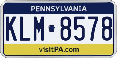 PA license plate KLM8578