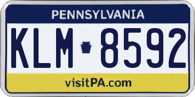 PA license plate KLM8592