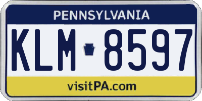 PA license plate KLM8597