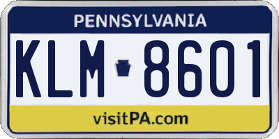 PA license plate KLM8601