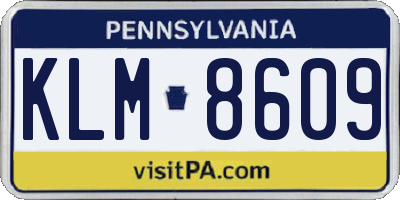 PA license plate KLM8609
