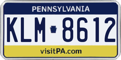 PA license plate KLM8612
