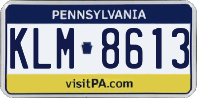 PA license plate KLM8613