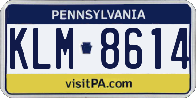 PA license plate KLM8614